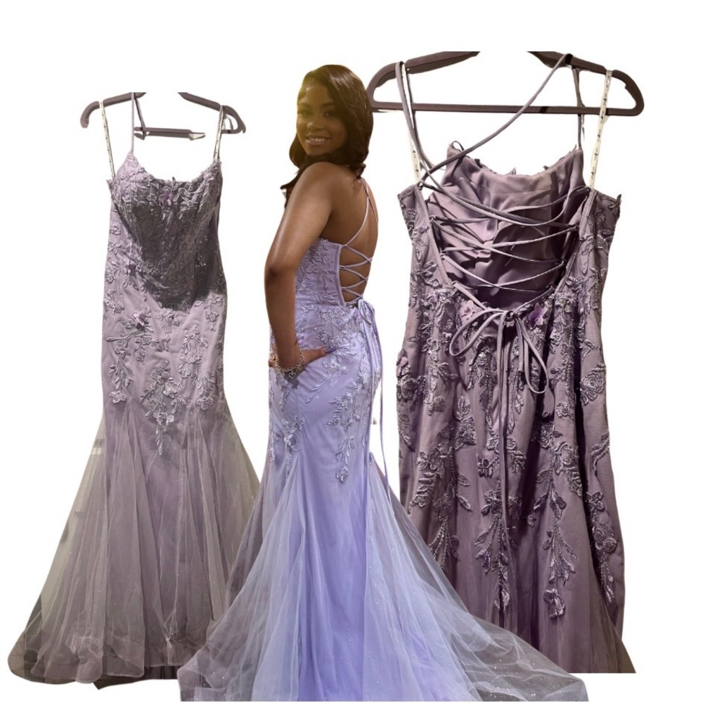 David's Bridal Lavender Backless Gown